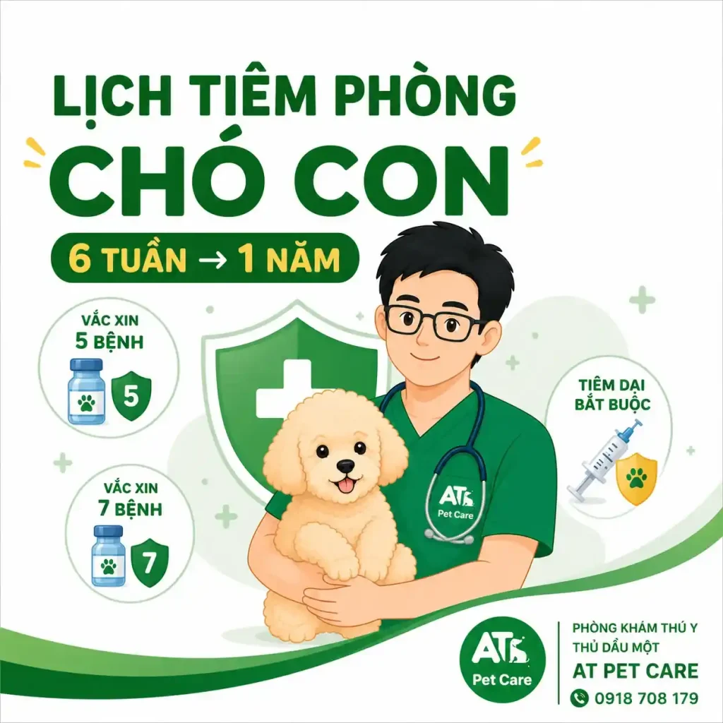 Lịch tiêm phòng chó con theo từng giai đoạn