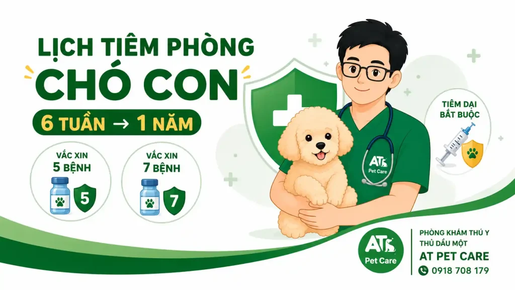 Lịch tiêm phòng chó con theo từng giai đoạn